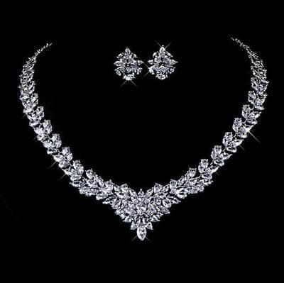 Zircon Flower Stud Necklace Set 4
