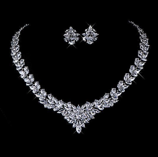Zircon Flower Stud Necklace Set 3