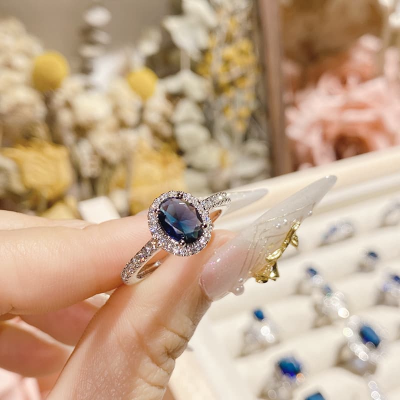 Blue Sapphire Camellia Ring  3