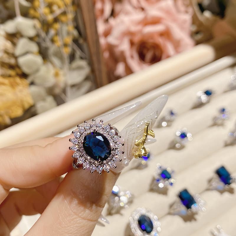 Blue Sapphire Camellia Ring  2