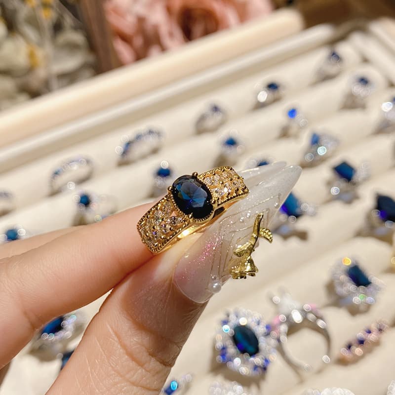 Blue Sapphire Camellia Ring  4