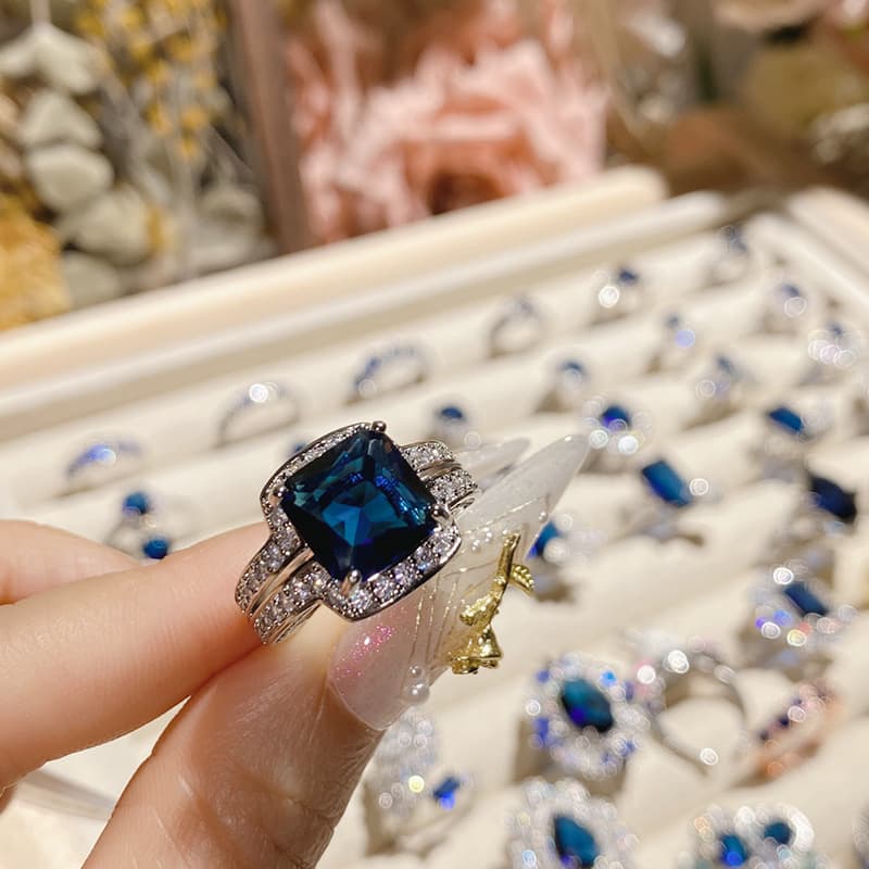 Blue Sapphire Camellia Ring  5