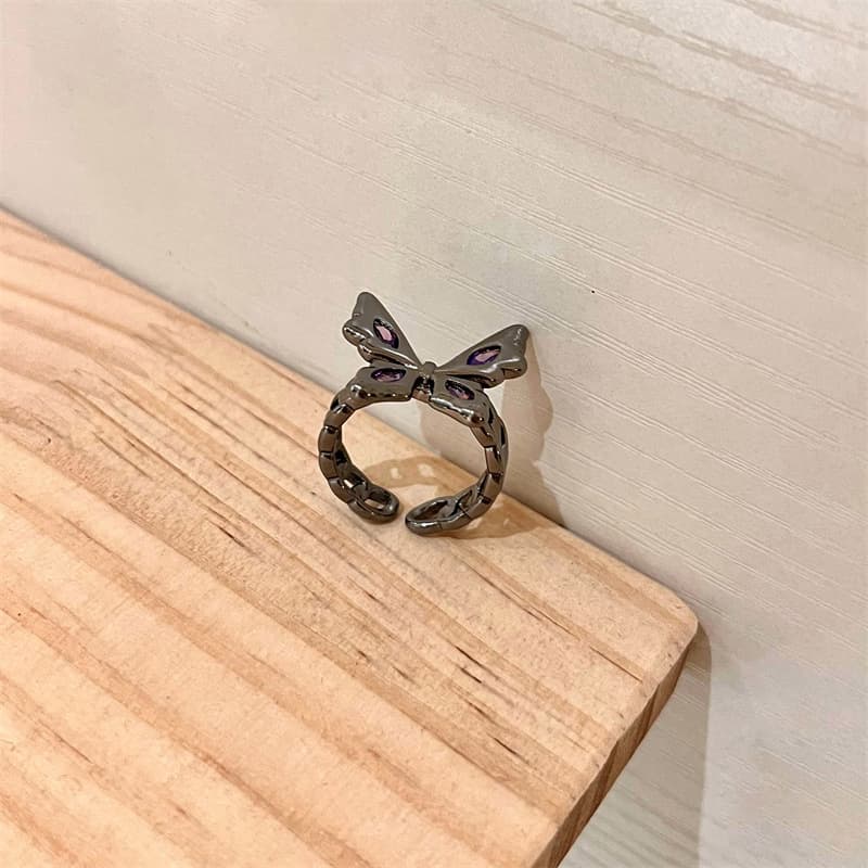 Purple Black Butterfly Ring