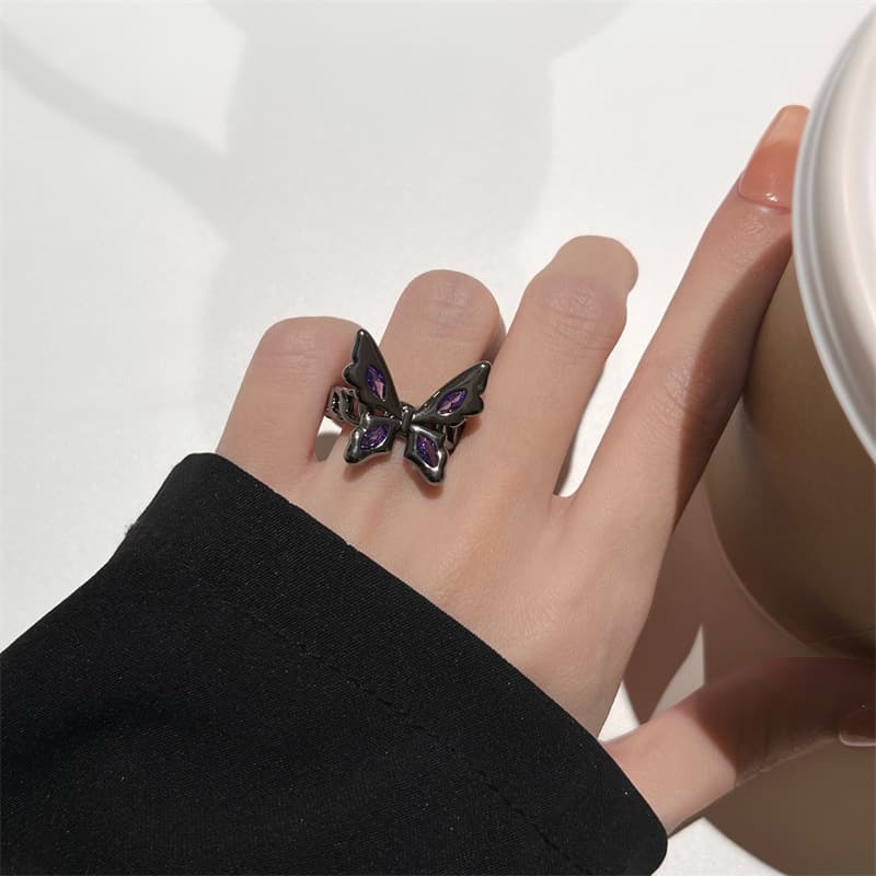 Purple Black Butterfly Ring 4
