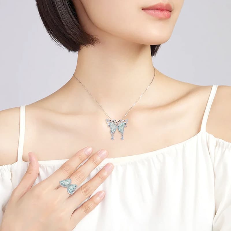 Ice Core Ring & Studs — S925 Silver Jade 4
