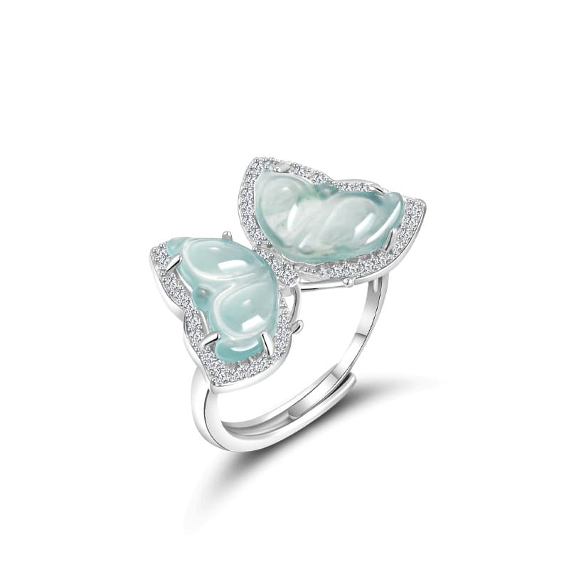 Ice Core Ring & Studs — S925 Silver Jade 3