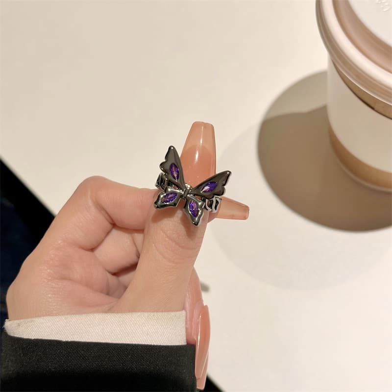 Purple Black Butterfly Ring 2