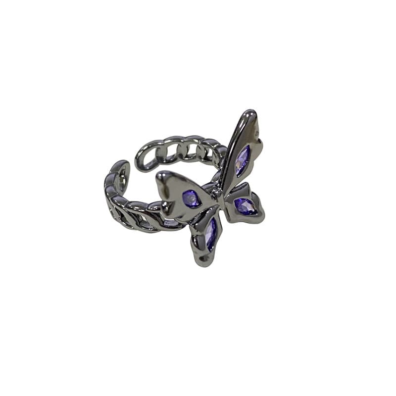 Purple Black Butterfly Ring 7
