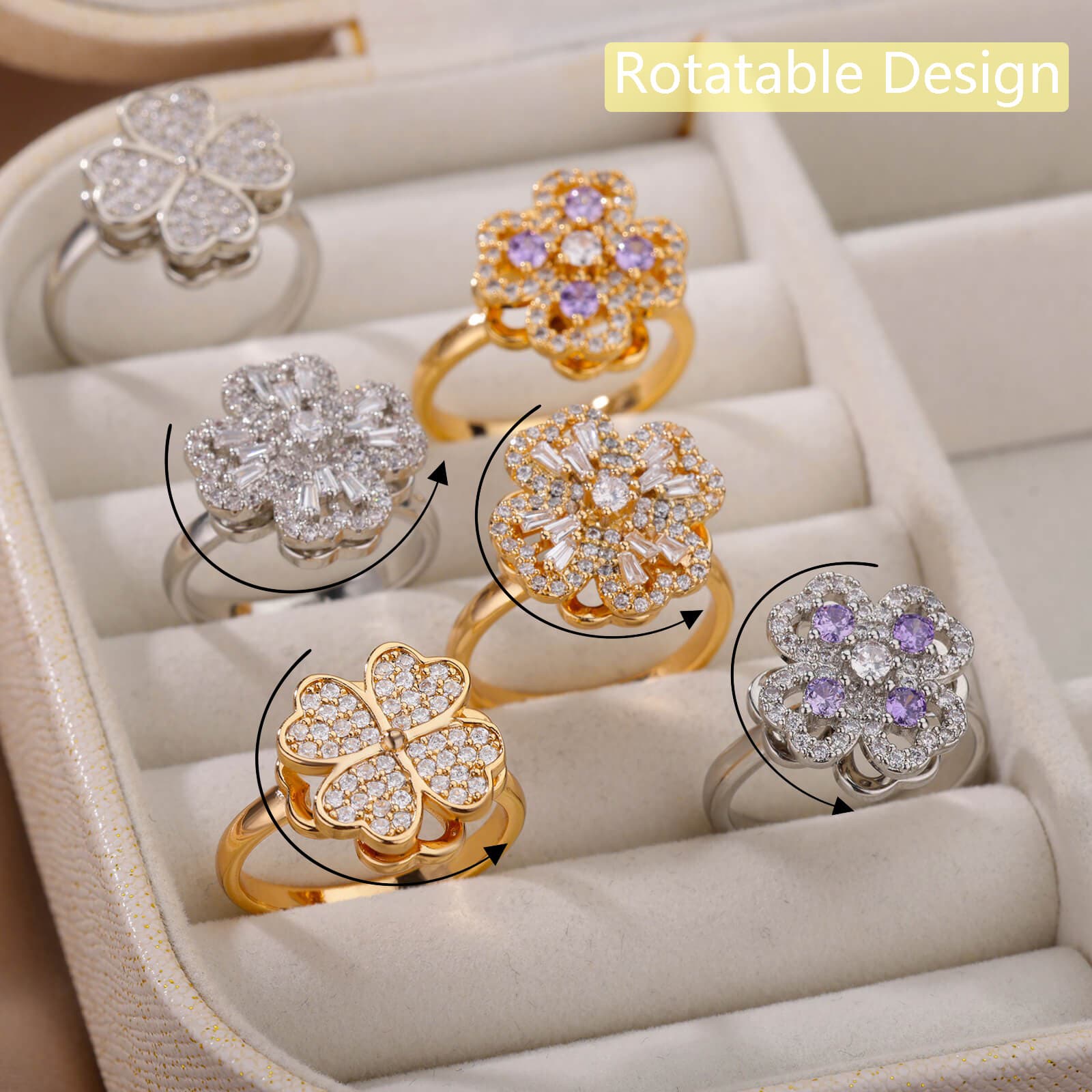 Rotatable Flower Rings  5